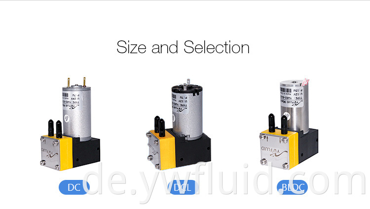 YWFLUID 12V/24 V MICRO/MINI -Membranluftpumpe mit Gleichstrommotor für flüssige Dosierung